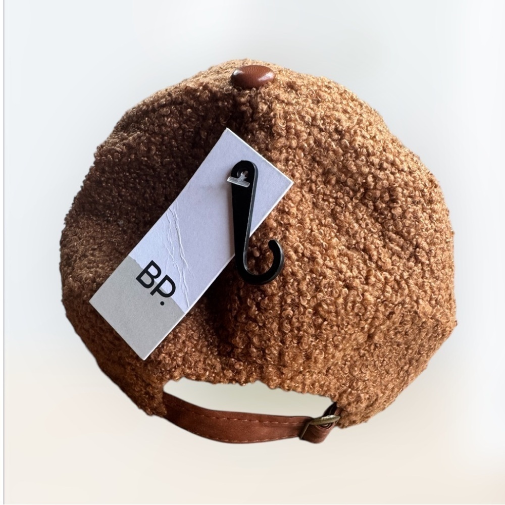 BP Women’s Faux Shearling & Faux Leather Baseball Cap Teddy Light Brown OS - Picture 4 of 11